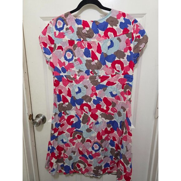 VTG Boden Colorful Short-Sleeve Dress With Tie Waist And V-Neckline Size 10 - Picture 3 of 9